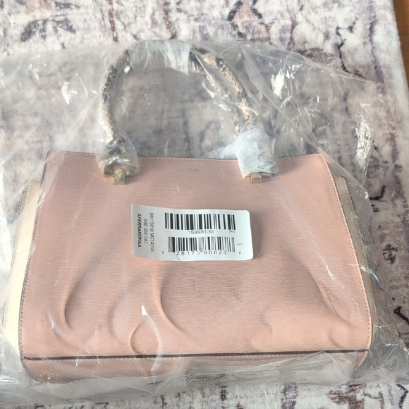 Aldo Pink and Cream Satchel with Chain Detail - Picture 2 of 3